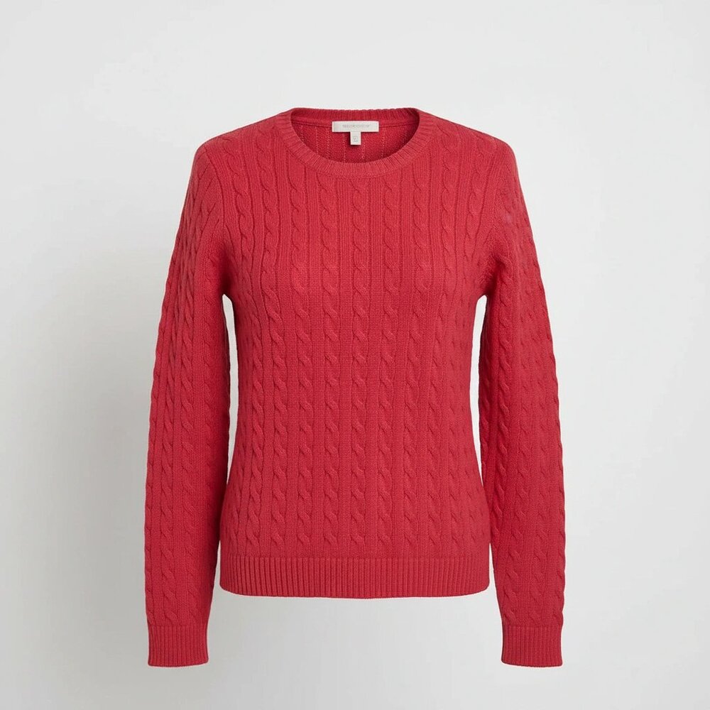 Womens Bright Pink Talbots Cable Crewneck Sweater 1X